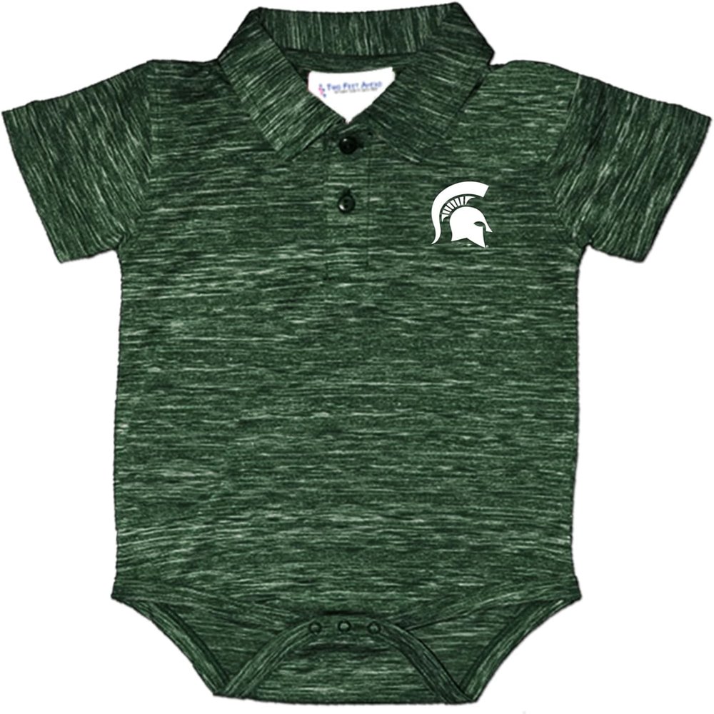 Two Feet Ahead Michigan State Spartans Space Dye Short Sleeve Golf Polo Baby Bodysuit Creeper Newborn Infants (Michigan State Spartans, 6 Months)