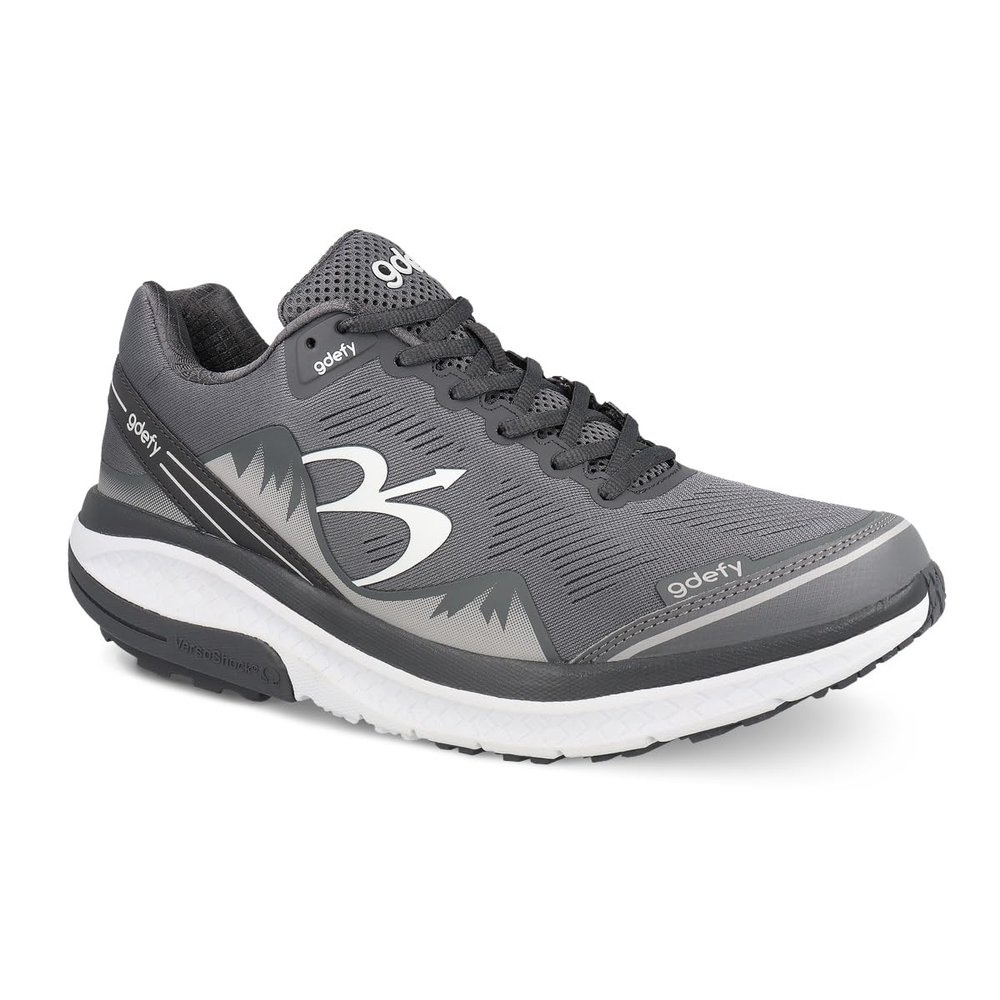 Gravity Defyer g-defy Mighty Walk New Walking Shoes for Men | Comfortable Orthopedic Shoes for Standing All Day | Patented VersoShock Technology | Wide Toe Box Midnight