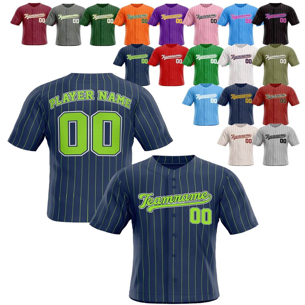 Custom Stripe Baseball Jerseys - Personalized Pinstripe Team Uniforms for Men, Women, Boys, Girls - Add Your Name, Number, Logo - Customized Baseball Shirts for Sports Fans, Teams, Events, Gifts