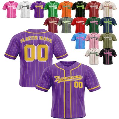 Custom Stripe Baseball Jerseys - Personalized Pinstripe Team Uniforms for Men, Women, Boys, Girls - Add Your Name, Number, Logo - Customized Baseball Shirts for Sports Fans, Teams, Events, Gifts
