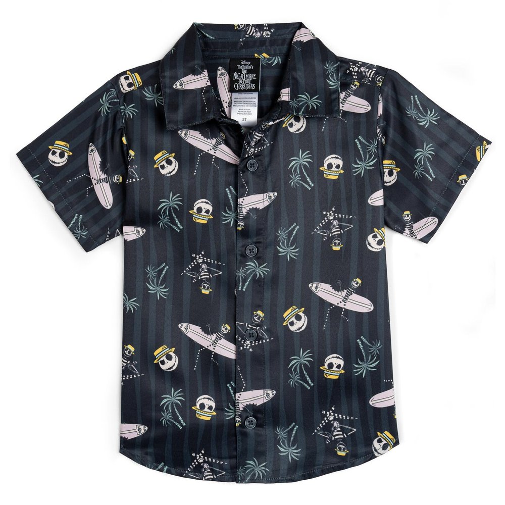 Disney Nightmare Before Christmas Jack Skellington Big Boys Hawaiian Button Down Shirt 14-16