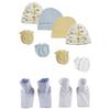 Bambini NC-0313 Baby Boy Infant Caps Booties & Mittens White & Blue - Newborn - Pack of 10 view 1
