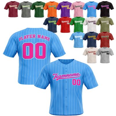 Custom Stripe Baseball Jerseys - Personalized Pinstripe Team Uniforms for Men, Women, Boys, Girls - Add Your Name, Number, Logo - Customized Baseball Shirts for Sports Fans, Teams, Events, Gifts