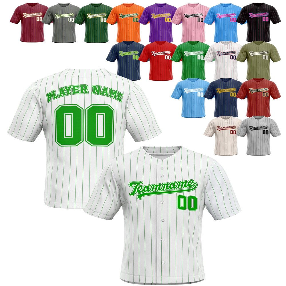 Custom Stripe Baseball Jerseys - Personalized Pinstripe Team Uniforms for Men, Women, Boys, Girls - Add Your Name, Number, Logo - Customized Baseball Shirts for Sports Fans, Teams, Events, Gifts