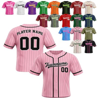 Custom Stripe Baseball Jerseys - Personalized Pinstripe Team Uniforms for Men, Women, Boys, Girls - Add Your Name, Number, Logo - Customized Baseball Shirts for Sports Fans, Teams, Events, Gifts