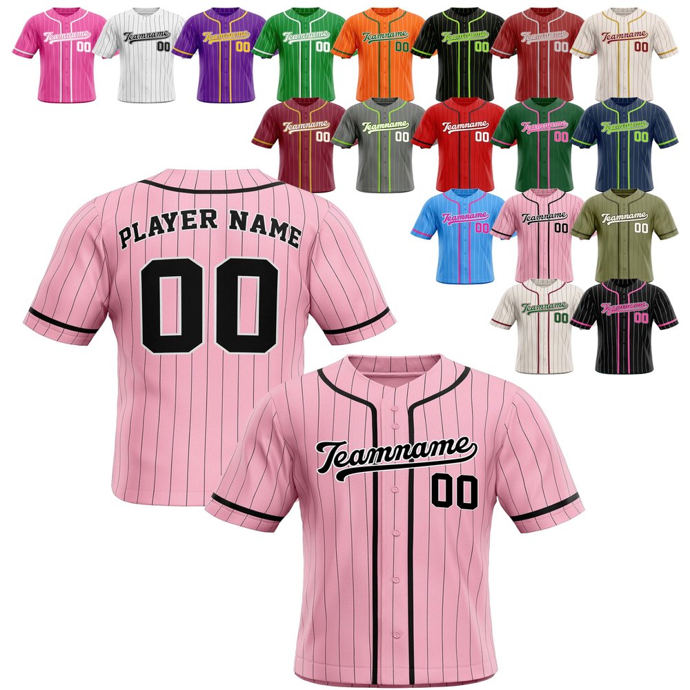 Custom Stripe Baseball Jerseys - Personalized Pinstripe Team Uniforms for Men, Women, Boys, Girls - Add Your Name, Number, Logo - Customized Baseball Shirts for Sports Fans, Teams, Events, Gifts