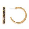 Gold Tone Fashion Hoop Earrings with Genuine Abalone Shell Inlay view 1