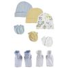 Bambini NC-0348 Baby Boys Caps Booties & Mittens White & Blue - Newborn - Pack of 8 view 1