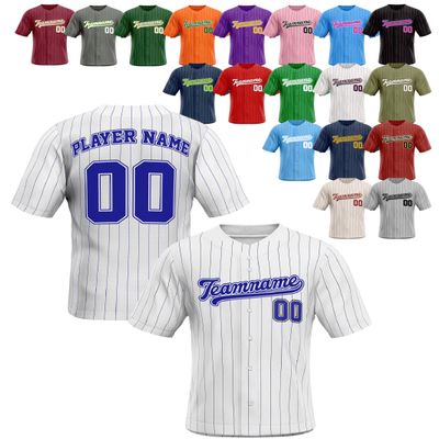 Custom Stripe Baseball Jerseys - Personalized Pinstripe Team Uniforms for Men, Women, Boys, Girls - Add Your Name, Number, Logo - Customized Baseball Shirts for Sports Fans, Teams, Events, Gifts