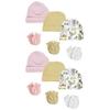 Bambini NC-0299 Boys Girls Caps & Mittens White & Pink - Newborn - Pack of 12 view 1