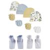 Bambini NC-0340 Baby Boys Caps Booties & Mittens White & Blue - Newborn - Pack of 10