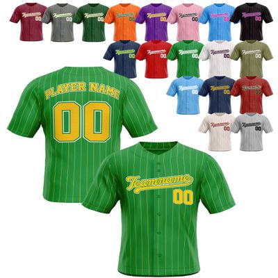 Custom Stripe Baseball Jerseys - Personalized Pinstripe Team Uniforms for Men, Women, Boys, Girls - Add Your Name, Number, Logo - Customized Baseball Shirts for Sports Fans, Teams, Events, Gifts