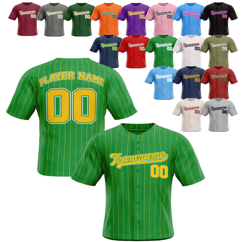 Custom Stripe Baseball Jerseys - Personalized Pinstripe Team Uniforms for Men, Women, Boys, Girls - Add Your Name, Number, Logo - Customized Baseball Shirts for Sports Fans, Teams, Events, Gifts