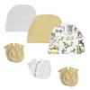 Bambini NC-0302 Baby Boy Baby Girl Unisex Infant Caps & Mittens White - Newborn - Pack of 6 view 1