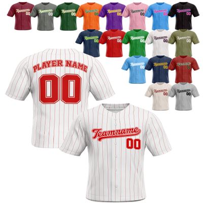 Custom Stripe Baseball Jerseys - Personalized Pinstripe Team Uniforms for Men, Women, Boys, Girls - Add Your Name, Number, Logo - Customized Baseball Shirts for Sports Fans, Teams, Events, Gifts