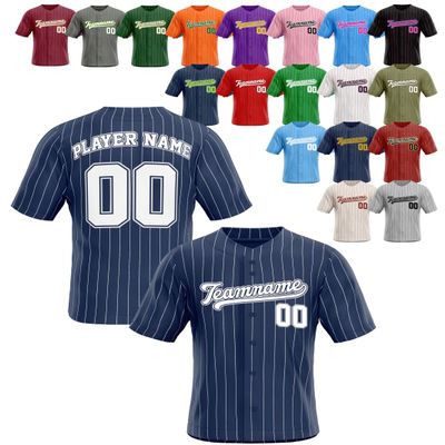Custom Stripe Baseball Jerseys - Personalized Pinstripe Team Uniforms for Men, Women, Boys, Girls - Add Your Name, Number, Logo - Customized Baseball Shirts for Sports Fans, Teams, Events, Gifts