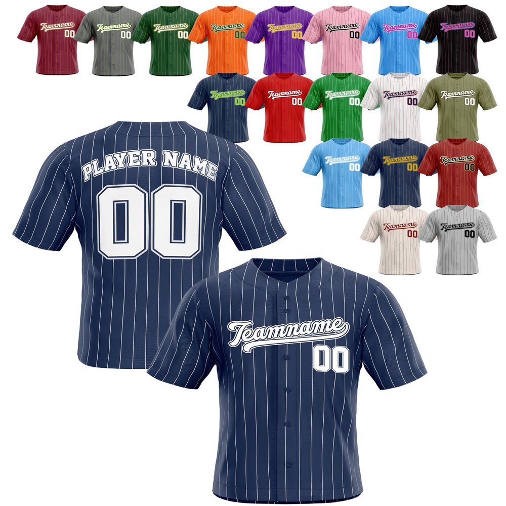 Custom Stripe Baseball Jerseys - Personalized Pinstripe Team Uniforms for Men, Women, Boys, Girls - Add Your Name, Number, Logo - Customized Baseball Shirts for Sports Fans, Teams, Events, Gifts