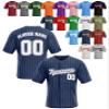 Custom Stripe Baseball Jerseys - Personalized Pinstripe Team Uniforms for Men, Women, Boys, Girls - Add Your Name, Number, Logo - Customized Baseball Shirts for Sports Fans, Teams, Events, Gifts view 1