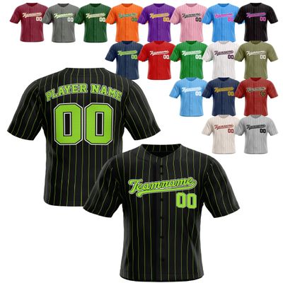Custom Stripe Baseball Jerseys - Personalized Pinstripe Team Uniforms for Men, Women, Boys, Girls - Add Your Name, Number, Logo - Customized Baseball Shirts for Sports Fans, Teams, Events, Gifts