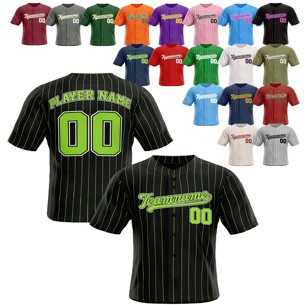 Custom Stripe Baseball Jerseys - Personalized Pinstripe Team Uniforms for Men, Women, Boys, Girls - Add Your Name, Number, Logo - Customized Baseball Shirts for Sports Fans, Teams, Events, Gifts