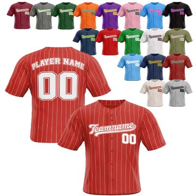 Custom Stripe Baseball Jerseys - Personalized Pinstripe Team Uniforms for Men, Women, Boys, Girls - Add Your Name, Number, Logo - Customized Baseball Shirts for Sports Fans, Teams, Events, Gifts