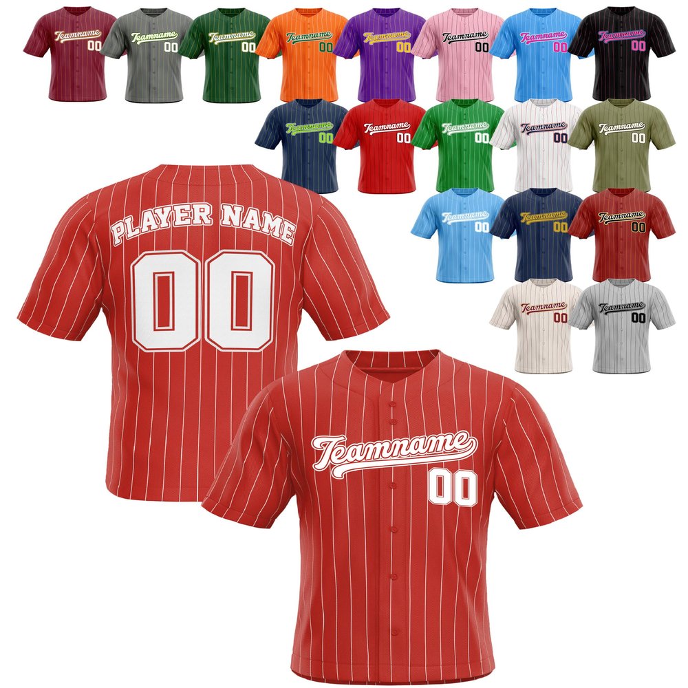 Custom Stripe Baseball Jerseys - Personalized Pinstripe Team Uniforms for Men, Women, Boys, Girls - Add Your Name, Number, Logo - Customized Baseball Shirts for Sports Fans, Teams, Events, Gifts