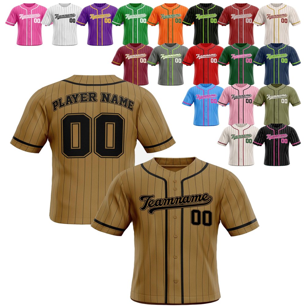Custom Stripe Baseball Jerseys - Personalized Pinstripe Team Uniforms for Men, Women, Boys, Girls - Add Your Name, Number, Logo - Customized Baseball Shirts for Sports Fans, Teams, Events, Gifts