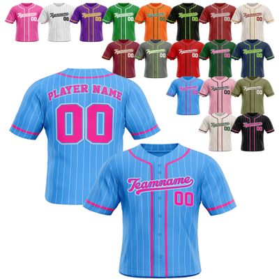 Custom Stripe Baseball Jerseys - Personalized Pinstripe Team Uniforms for Men, Women, Boys, Girls - Add Your Name, Number, Logo - Customized Baseball Shirts for Sports Fans, Teams, Events, Gifts