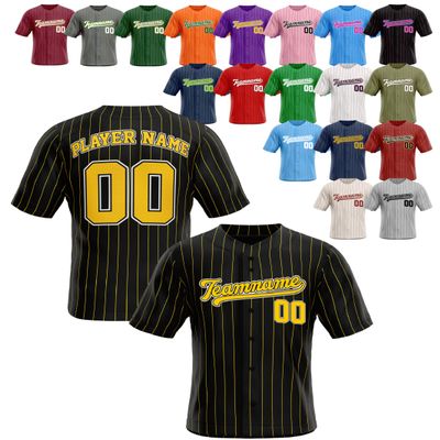 Custom Stripe Baseball Jerseys - Personalized Pinstripe Team Uniforms for Men, Women, Boys, Girls - Add Your Name, Number, Logo - Customized Baseball Shirts for Sports Fans, Teams, Events, Gifts