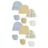 Bambini NC-0317 Baby Boy Infant Caps & Mittens White & Blue - Newborn - Pack of 12 view 1