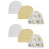 Bambini NC-0388 Baby Boy, Baby Girl, Unisex Infant Caps, White - Newborn - Pack of 6 view 1