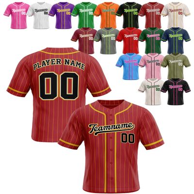 Custom Stripe Baseball Jerseys - Personalized Pinstripe Team Uniforms for Men, Women, Boys, Girls - Add Your Name, Number, Logo - Customized Baseball Shirts for Sports Fans, Teams, Events, Gifts