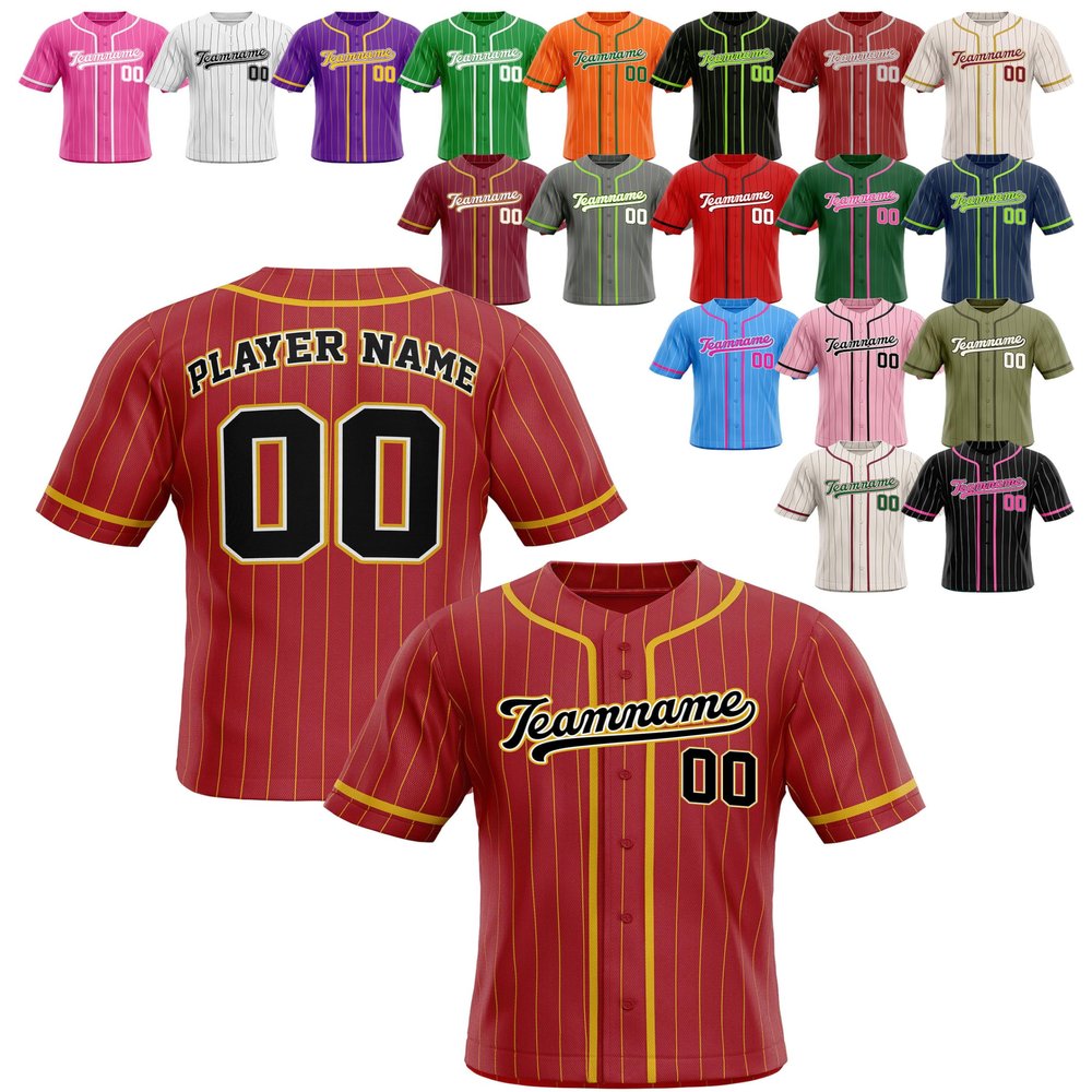 Custom Stripe Baseball Jerseys - Personalized Pinstripe Team Uniforms for Men, Women, Boys, Girls - Add Your Name, Number, Logo - Customized Baseball Shirts for Sports Fans, Teams, Events, Gifts