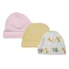 Bambini NC-0378 Baby Girls Caps White & Pink - Newborn - Pack of 3 view 1