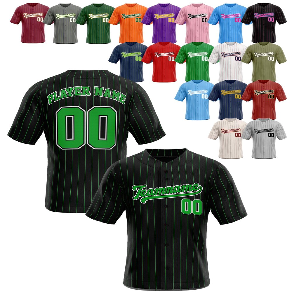 Custom Stripe Baseball Jerseys - Personalized Pinstripe Team Uniforms for Men, Women, Boys, Girls - Add Your Name, Number, Logo - Customized Baseball Shirts for Sports Fans, Teams, Events, Gifts