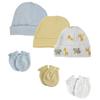 Bambini NC-0375 Baby Boys Caps & Mittens White & Blue - Newborn - Pack of 6 view 1