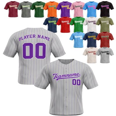 Custom Stripe Baseball Jerseys - Personalized Pinstripe Team Uniforms for Men, Women, Boys, Girls - Add Your Name, Number, Logo - Customized Baseball Shirts for Sports Fans, Teams, Events, Gifts