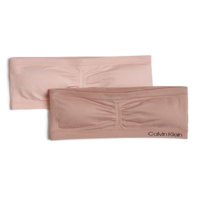 Calvin Klein Girls' Seamless Bandeau Bra Multipack, Crystal Pink/Almond, X-Large