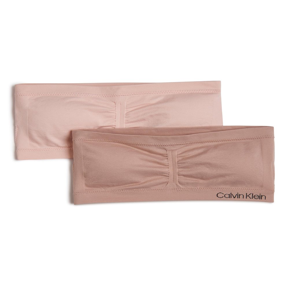Calvin Klein Girls' Seamless Bandeau Bra Multipack, Crystal Pink/Almond, X-Large