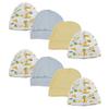 Bambini NC-0311 Baby Boy Infant Caps White & Blue - Newborn - Pack of 8 view 1