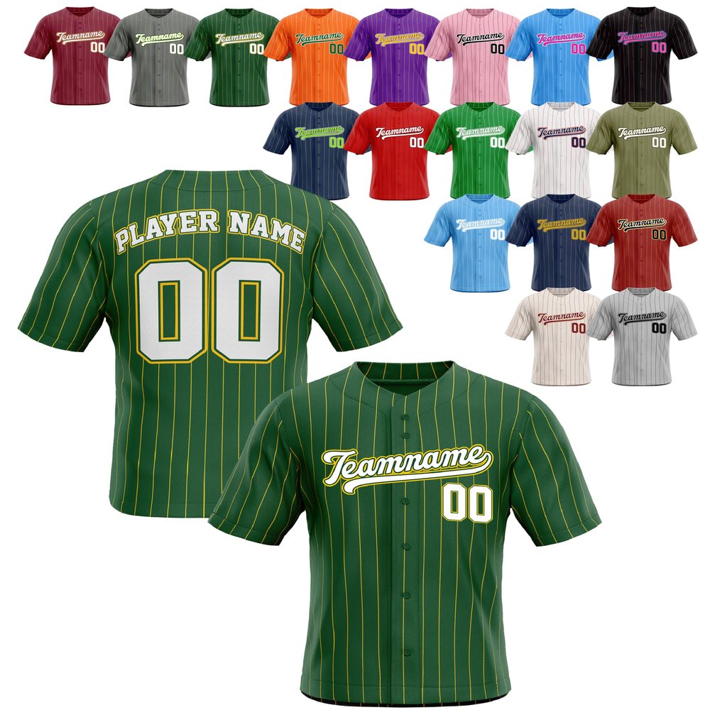 Custom Stripe Baseball Jerseys - Personalized Pinstripe Team Uniforms for Men, Women, Boys, Girls - Add Your Name, Number, Logo - Customized Baseball Shirts for Sports Fans, Teams, Events, Gifts