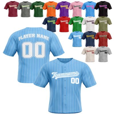 Custom Stripe Baseball Jerseys - Personalized Pinstripe Team Uniforms for Men, Women, Boys, Girls - Add Your Name, Number, Logo - Customized Baseball Shirts for Sports Fans, Teams, Events, Gifts