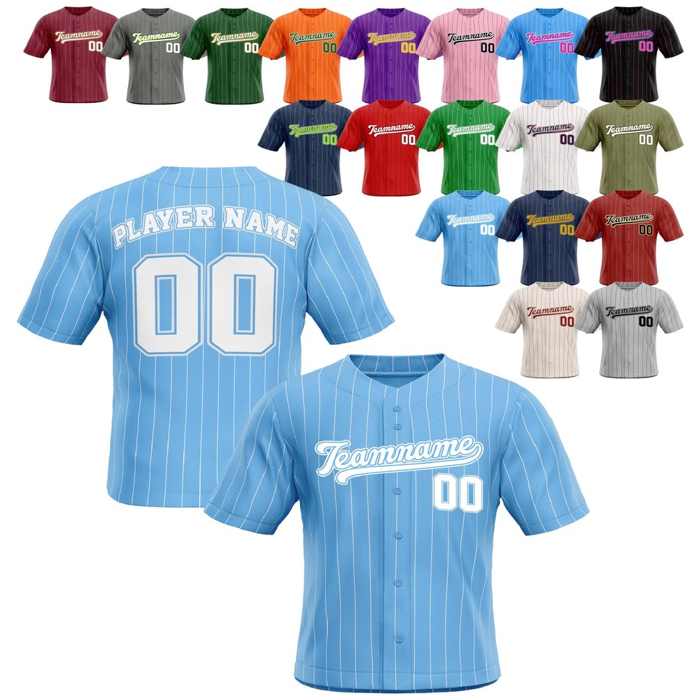 Custom Stripe Baseball Jerseys - Personalized Pinstripe Team Uniforms for Men, Women, Boys, Girls - Add Your Name, Number, Logo - Customized Baseball Shirts for Sports Fans, Teams, Events, Gifts