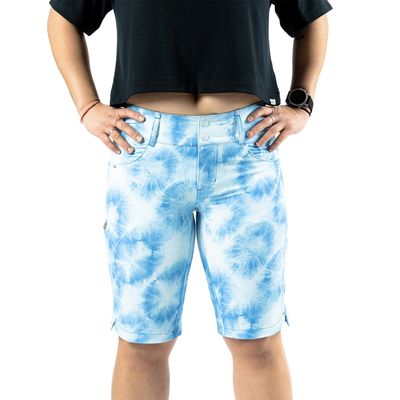 Wild Rye Womens Kaweah Bike Short, MTB Water-Resistant Bike Shorts, UPF 50, Pockets for Gravel & Mountain Biking - Tie Dye - 4