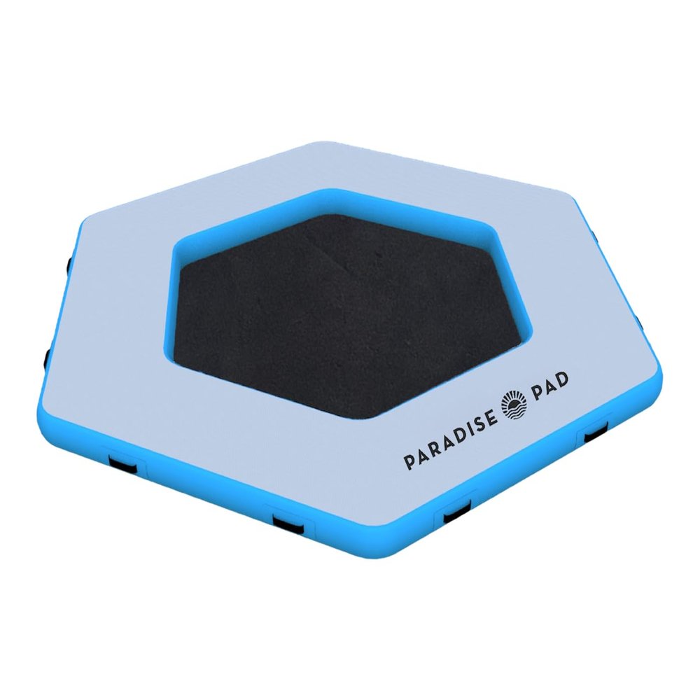 Inflatable Water Mat by Paradise Pad - 11ft Hexagon Floating Mat for Lake with Mesh | Water Hammock Floating Mats