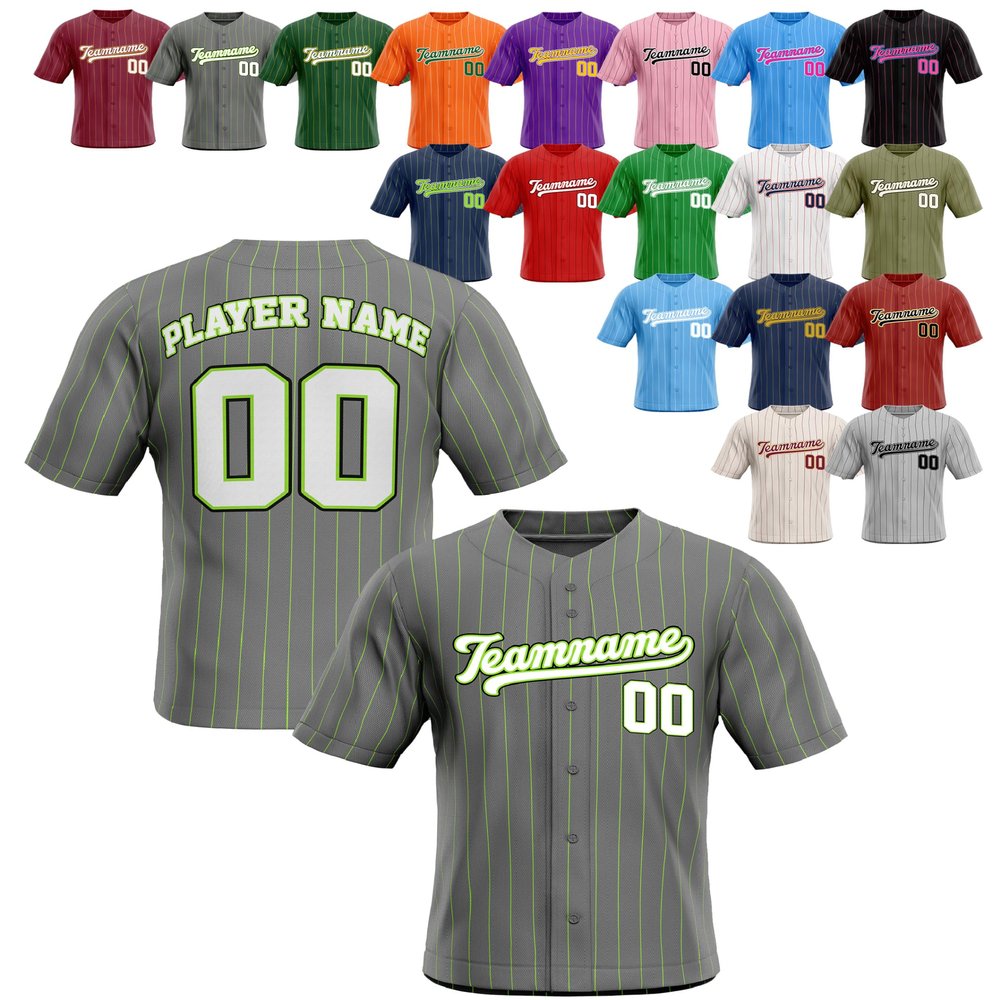 Custom Stripe Baseball Jerseys - Personalized Pinstripe Team Uniforms for Men, Women, Boys, Girls - Add Your Name, Number, Logo - Customized Baseball Shirts for Sports Fans, Teams, Events, Gifts