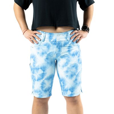 Wild Rye Womens Kaweah Bike Short, MTB Water-Resistant Bike Shorts, UPF 50, Pockets for Gravel & Mountain Biking - Tie Dye - 6