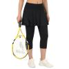 ANIVIVO Skirted Leggings for Women with Pockets, Tennis Yoga Golf Pickleball Skirt with Capris Leggings(All-Black,2XL) view 2