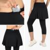 ANIVIVO Skirted Leggings for Women with Pockets, Tennis Yoga Golf Pickleball Skirt with Capris Leggings(All-Black,2XL) view 4