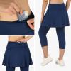 ANIVIVO Skirted Leggings for Women with Pockets, Tennis Yoga Golf Pickleball Skirt with Capris Leggings(All Blue,L) view 4